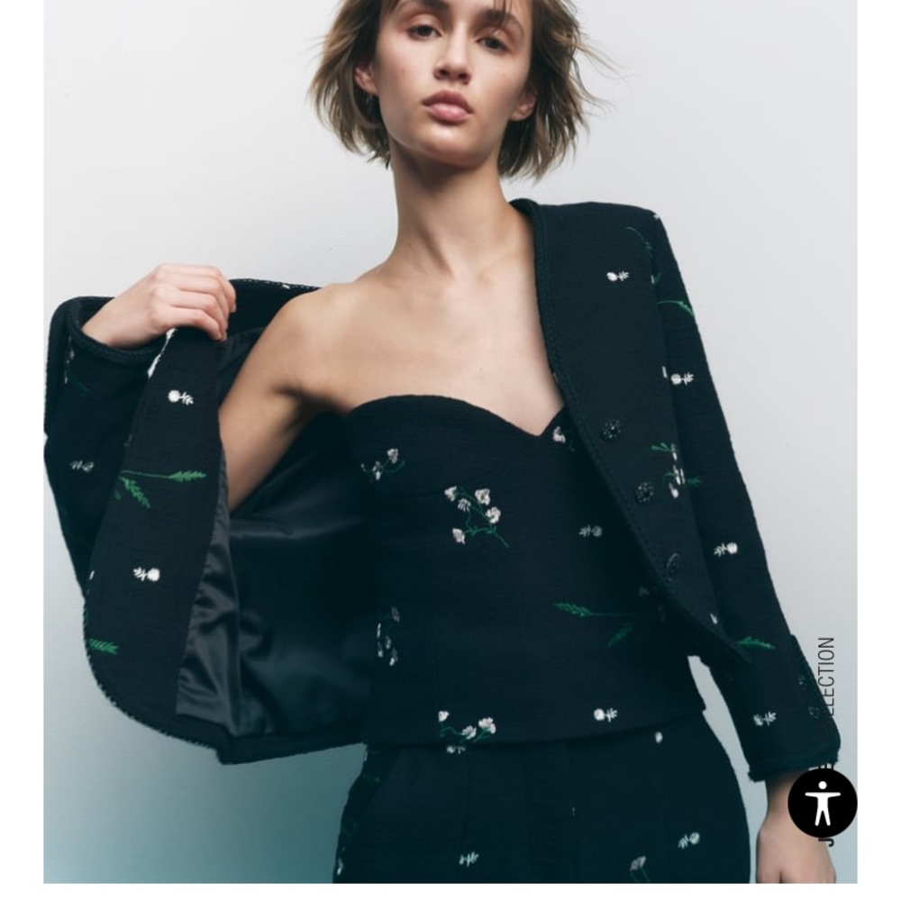 Zara Structured Embroidered Cardigan